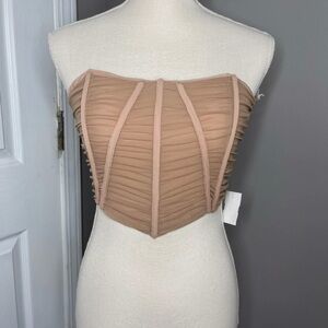 Ruched Tan Bustier Top